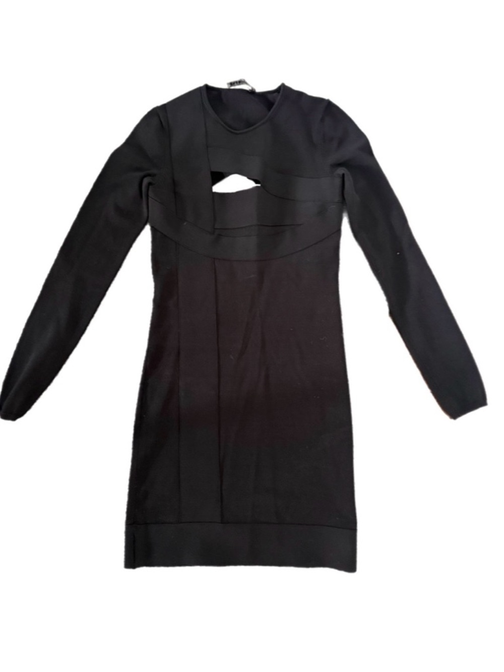 Barbara Bui Black Knit Keyhole Bodycon Dress (XS) Elegant Asymmetrical Cutout